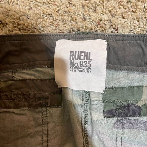 Ruehl No.925 Large Low Rise Y2K 90s Camo Cargo Pocket Pants Convertible Roll Up - Picture 3 of 12